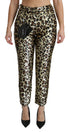 Dolce & Gabbana Brown Leopard Sequined High Waist Pants